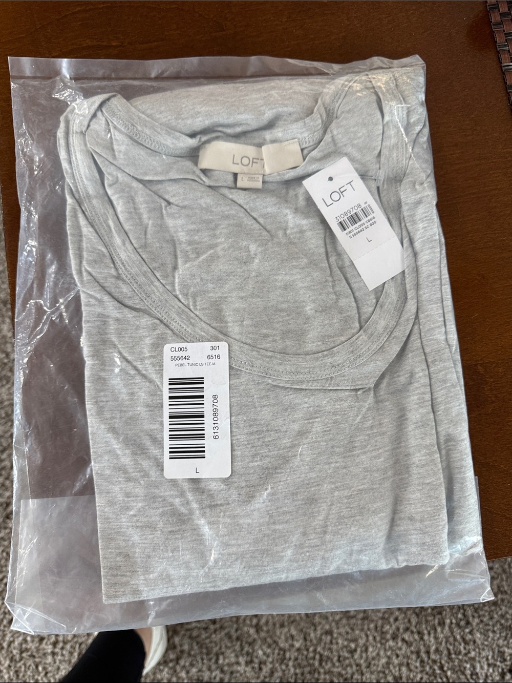 LOFT Heather Gray Scoop Neck Tee